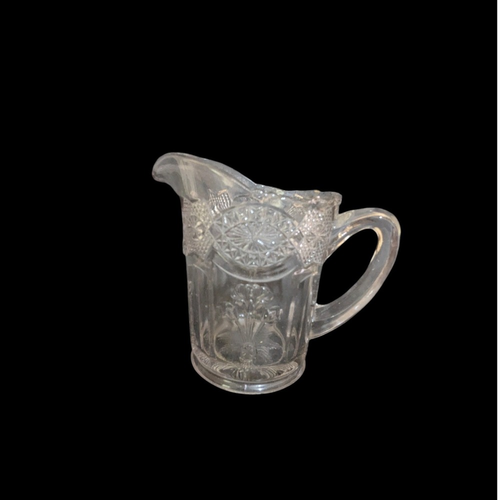 Antique EAPG Glass Creamer 1800-1900s Clear Pressed Glass Pitcher 4.5‎ Inch